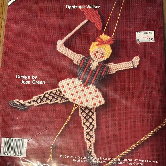 4 New Vintage 1991 Plastic Canvas Old Fashioned Moveable Pull-Toy by Back Street - Picture 8 of 11